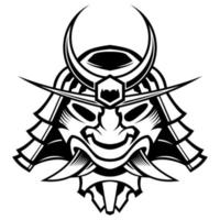 Angry Ronin vector Mask black and white Face Samurai Warrior Logo Helmet vintage illustration