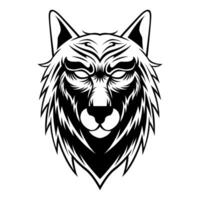 lobo cabeza negro y blanco mascota logo diseño vector ilustración en moderno estilo diseño