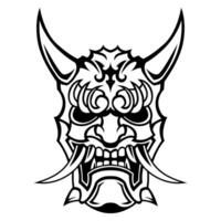 Angry Ronin Mask of Samurai Vector Black and white Warrior Logo Helmet illustration