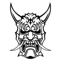 enojado ronin máscara de samurai vector negro y blanco guerrero logo casco ilustración