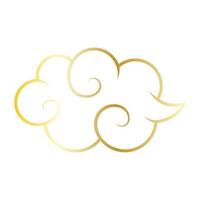 Golden chinese cloud line icon. vector