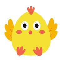 Cute little yellow duck character icon. vector