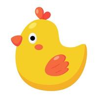 Cute little yellow duck character icon. vector