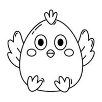 Chicken bird head face line icon doodle linear. vector