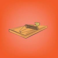 mouse trap vector illustration with slice of cheese