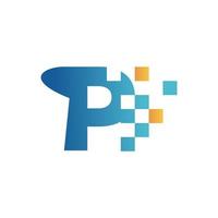 Initial P Flip Data Logo vector