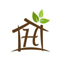 inicial h hogar jardín logo vector