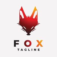 Gradient red fox head animal logo template vector