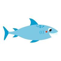 Vector illustration of cartoon shark isolated on white background.