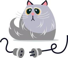 Vector drawing. Sad gray cat. The site is not available. Website loading error