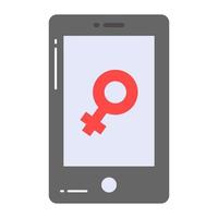 Female symbol inside mobile, vector design of women app