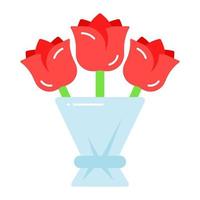 Bunch of flowers, beautiful icon of bouquet in trendy style vector