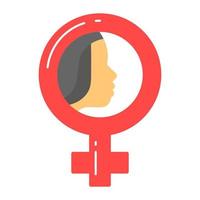 Woman face inside female gender symbol, vector design of feminism