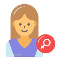 Girl with feminine symbol, vector design of women day
