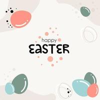 contento Pascua de Resurrección día saludo bandera con huevos y Conejo vector