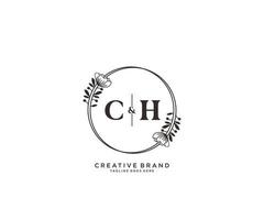 initial CH letters hand drawn feminine and floral botanical logo suitable for spa salon skin hair beauty boutique and cosmetic company. vector