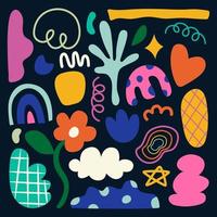 Set of hand drawn various colorful shapes and doodle objects. vector