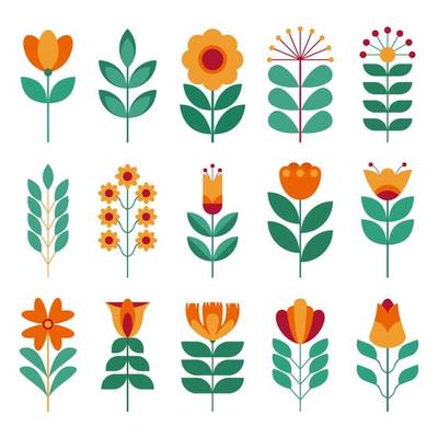 Set of folk art flower