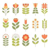 Set of folk art flower vector