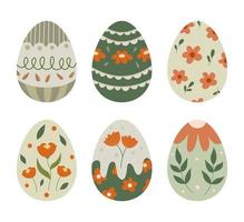 conjunto de coloridos huevos de Pascua decorados. vector