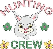 Retro Easter Hunting Crew Sublimation T-Shirt Design vector