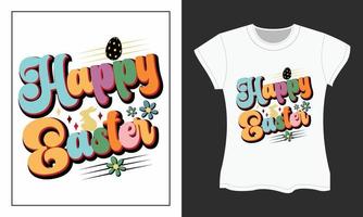 Retro Happy Easter T-shirt Design. vector