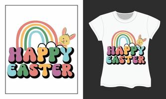 Retro Happy Easter T-shirt Design. vector