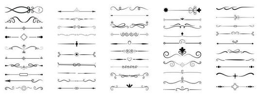 Calligraphic ornamental element set on white background vector