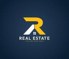 real inmuebles negocio logo plantilla, letra r logo, casa logo, hogar logo, vector diseño