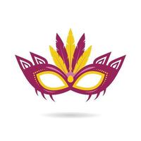Carnival mask with feather for festival party invitation and decorations vector