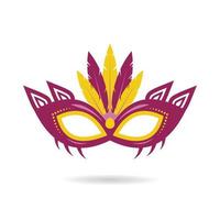 Carnival mask with feather for festival party invitation and decorations vector