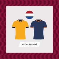 Netherlands football national team uniform flat illustration. Europe country football team. vector