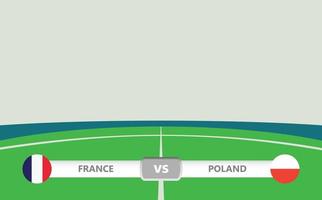 Vector match preview with lower third label within football stadium background. France vs Poland.