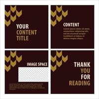 Gold and dark brown social media template with image space. Suitable for carousel or microblog post style. vector