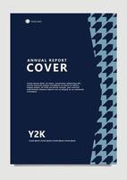 Annual report abstract cover template with dark blue color and pattern decoration. vector