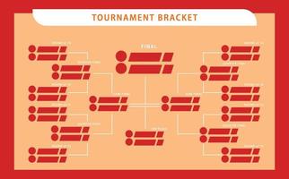 Red theme colored tournament table. Tournament bracket blank template with decoration. vector