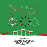 Iran Islamic Republic Day vector illustration with national flag and firework. Middle East country public holiday.