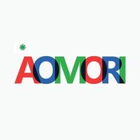 Aomori vector overlapping letters RGB typography with flag. Japan's city logotype decoration.