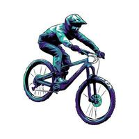 BMX bicycle racer, downhill, cyclist. monochrome color. extreme sport concept, vehicle. Suitable for t-shirt design, print, sticker, etc. Hand drawn illustration. vector