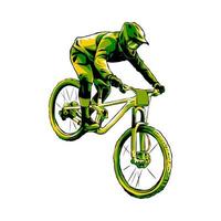 BMX bicycle racer, downhill, cyclist. monochrome color. extreme sport concept, vehicle. Suitable for t-shirt design, print, sticker, etc. Hand drawn illustration. vector