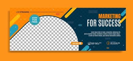 Modern banner template design for business webinar, marketing webinar, online class program, etc vector