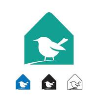 pájaro casa logo vector icono ilustración hogar moderno pájaro logo diseño concepto.