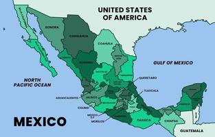 Map of Mexico and Surrounding Borders vector