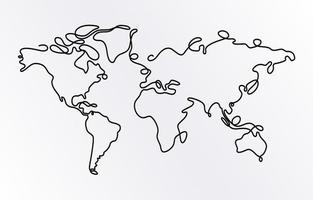 World Map in One Stroke Art vector