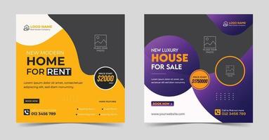 Real estate house social media post template design sale promotion Web banners vector