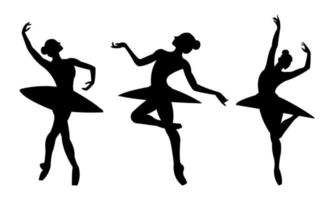 Beautiful set of silhouettes of a ballet dancer and a gymnast on a white background vector