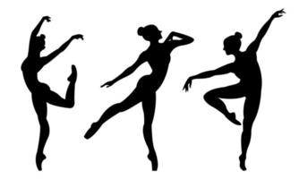 Beautiful set of silhouettes of a ballet dancer and a gymnast on a white background vector