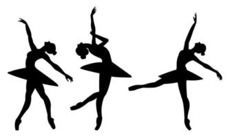 Beautiful set of silhouettes of a ballet dancer and a gymnast on a white background vector