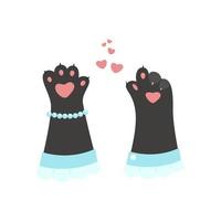 A cat's paw folded into a heart, heart gesture with fingers. Vector illustration of isolates