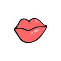 Vector female lips hand draw. Isolate lips in doodle style.